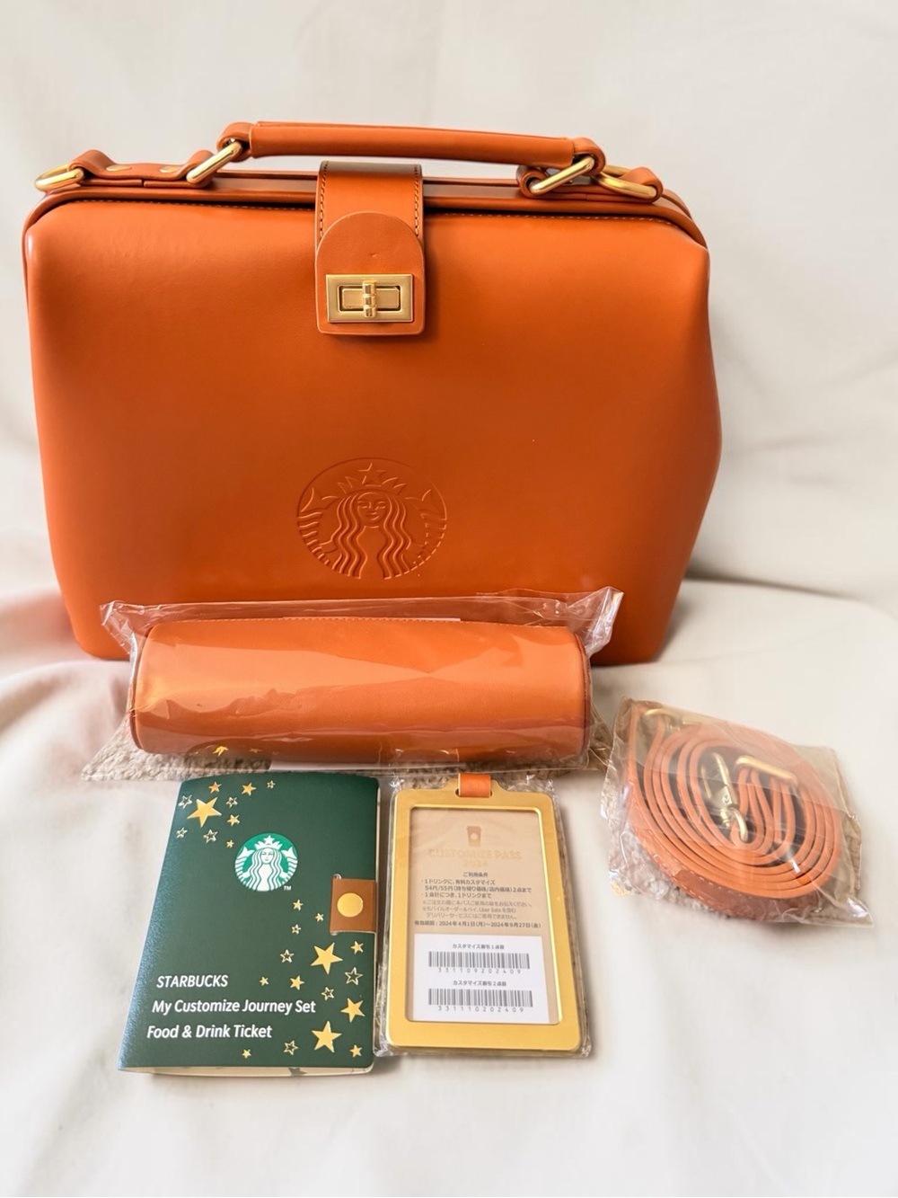 Starbucks brown leather Structured Satchel with Gold Hardware
